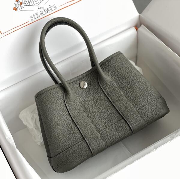 【エルメス HERMES】ネオ ガーデン 23 ガーデンパーティ ハンドバッグ キュムラスグレー/シルバー金具（100％マシン）